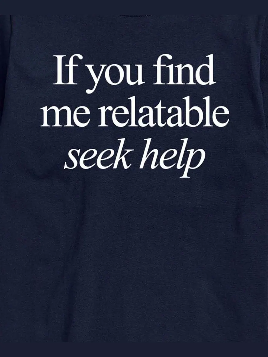 Футболка с принтом If You Find Me Relatable AIRWAVES — изображение 3 из 3, темно-синий