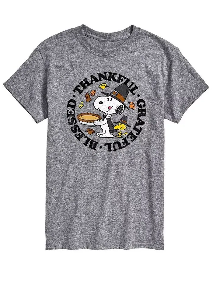 Футболка мужская с коротким рукавом Peanuts Thankful Grateful Blessed AIRWAVES — серый