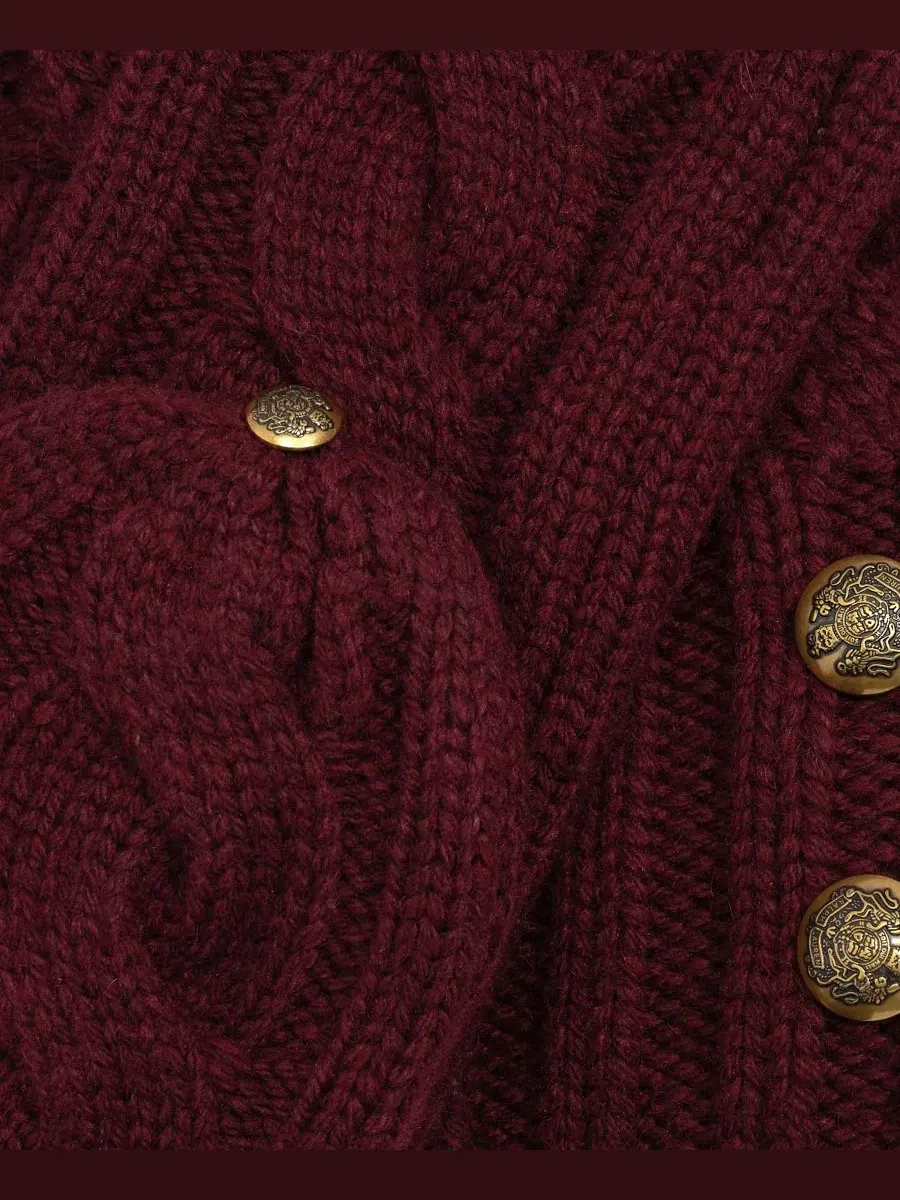 Комплект шапка и варежки с косами Convertible Cable Lauren Ralph Lauren — изображение 3 из 3, красный