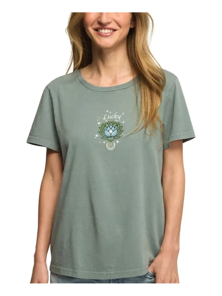Футболка с графическим принтом Heart Lotus Classic Crew Retro Lucky Brand — изображение 2 из 5, слоновая кость