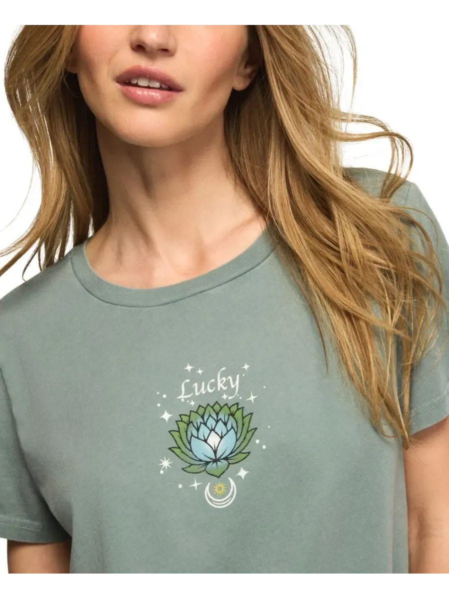 Футболка с графическим принтом Heart Lotus Classic Crew Retro Lucky Brand — изображение 4 из 5, слоновая кость