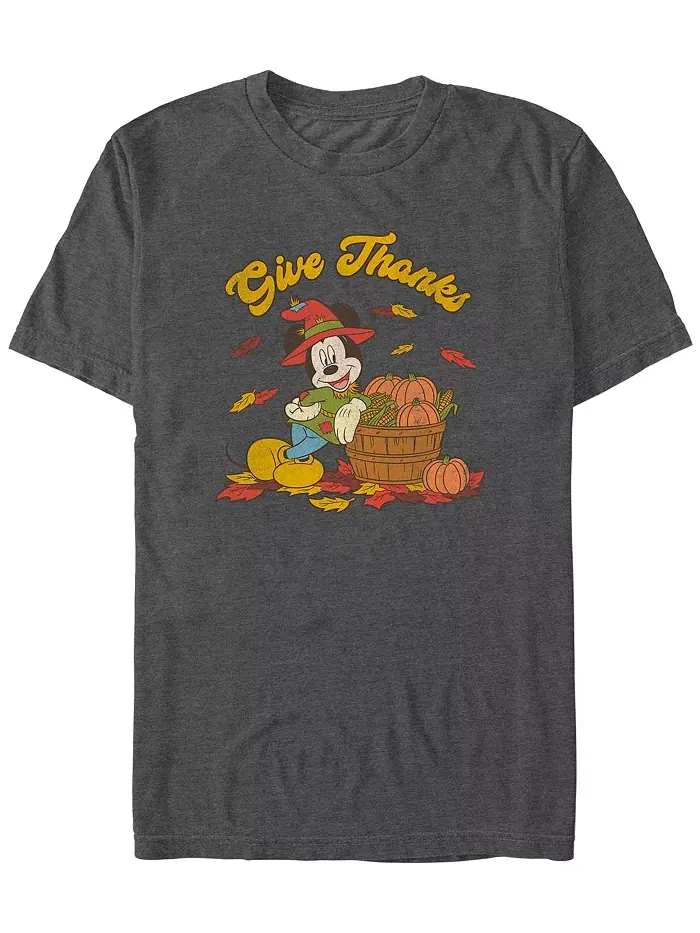 Мужская футболка с коротким рукавом Mickey Classic Thankful Mouse Fifth Sun — изображение 1 из 3, темно-серый