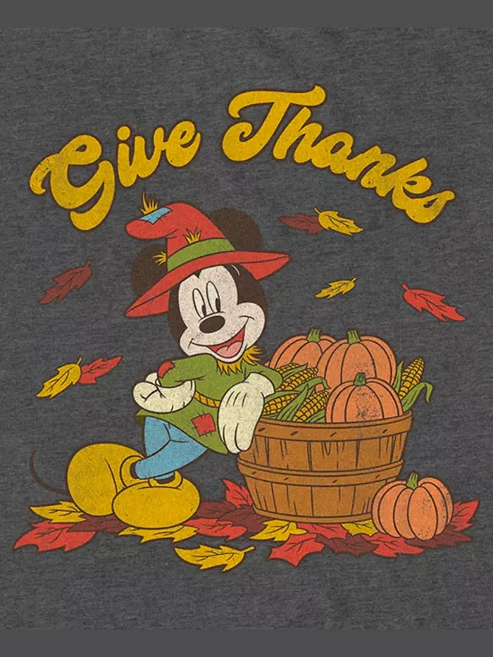 Мужская футболка с коротким рукавом Mickey Classic Thankful Mouse Fifth Sun — изображение 3 из 3, темно-серый