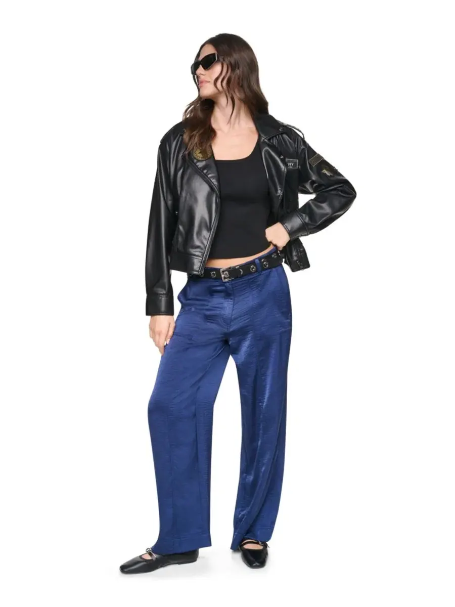 Брюки с широкой штаниной из гладкой ткани, модель Glazed, бренд DKNY, Intrepid B — изображение 3 из 7