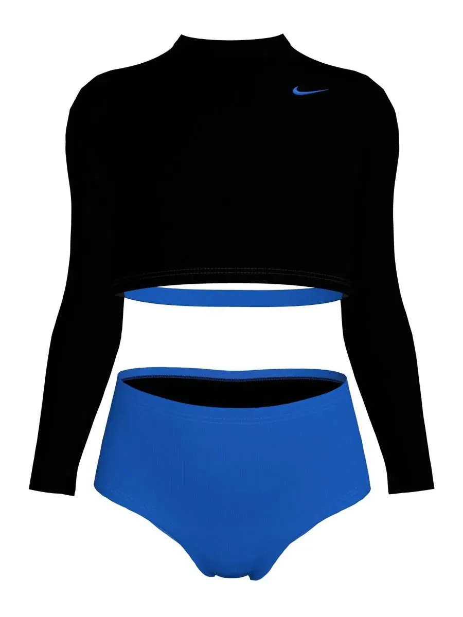 Комплект для плавания с длинным рукавом и высокой талией Nike — изображение 1 из 3, черный/синий