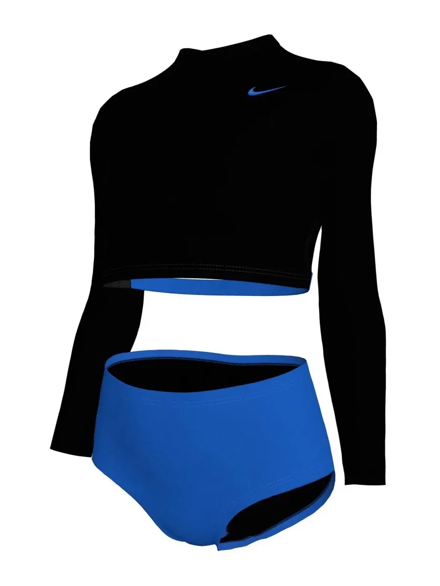 Комплект для плавания с длинным рукавом и высокой талией Nike — изображение 3 из 3, черный/синий