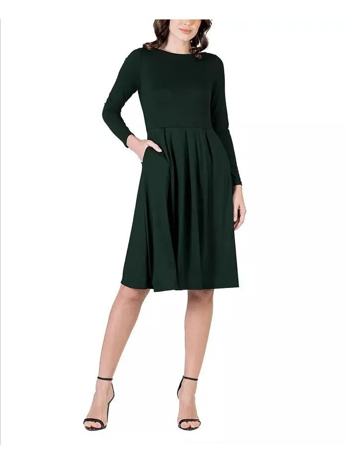 Женское платье длины миди с расклешенным силуэтом 24seven Comfort Apparel — изображение 1 из 4, охотничий