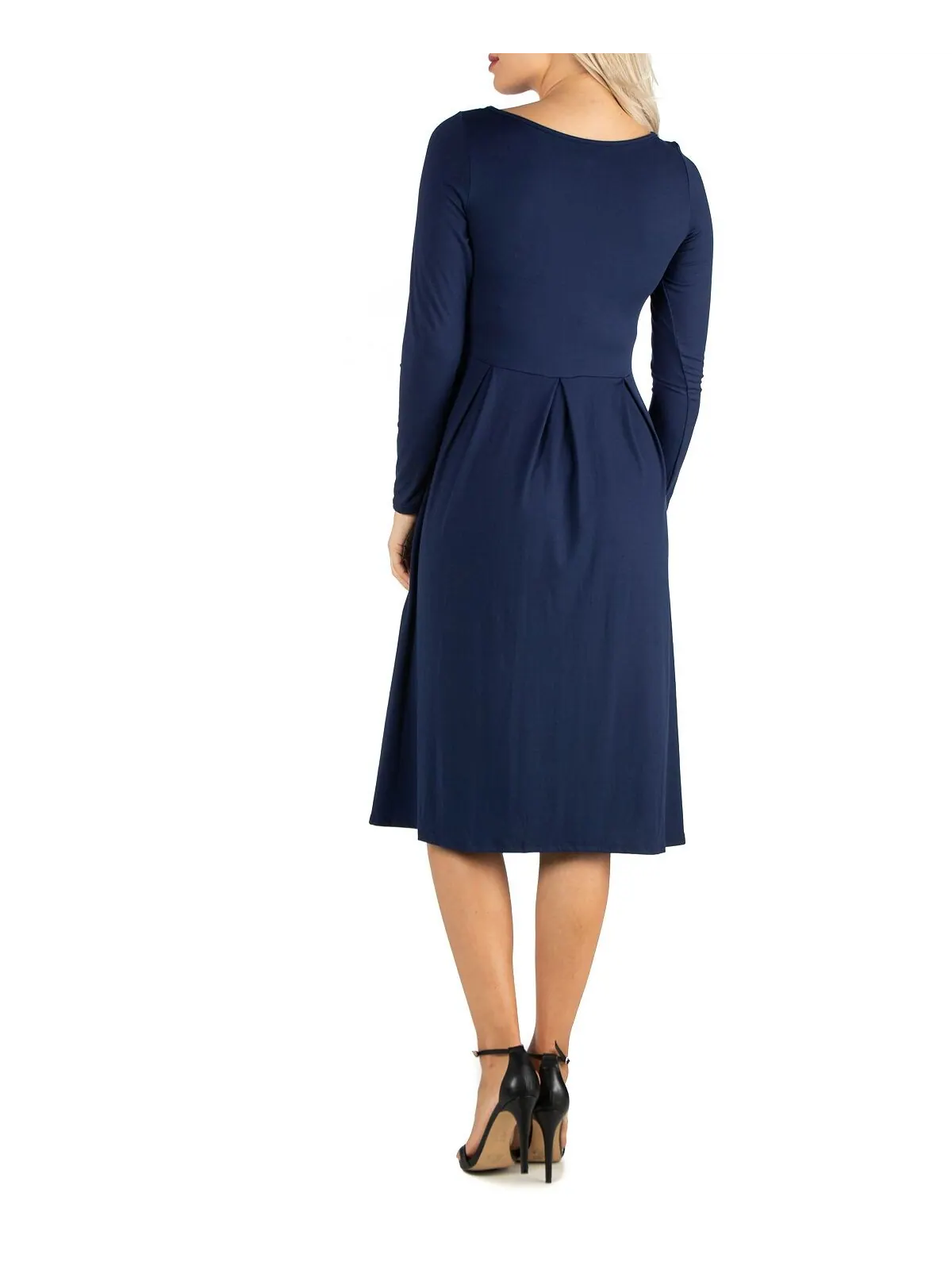 Женское платье миди с пышной юбкой и пышной юбкой 24seven Comfort Apparel — изображение 2 из 4, темно-синий