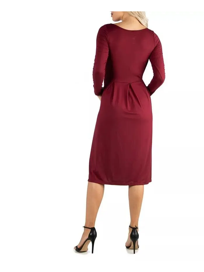 Женское платье длины миди с расклешенным силуэтом 24seven Comfort Apparel — изображение 2 из 4, красный