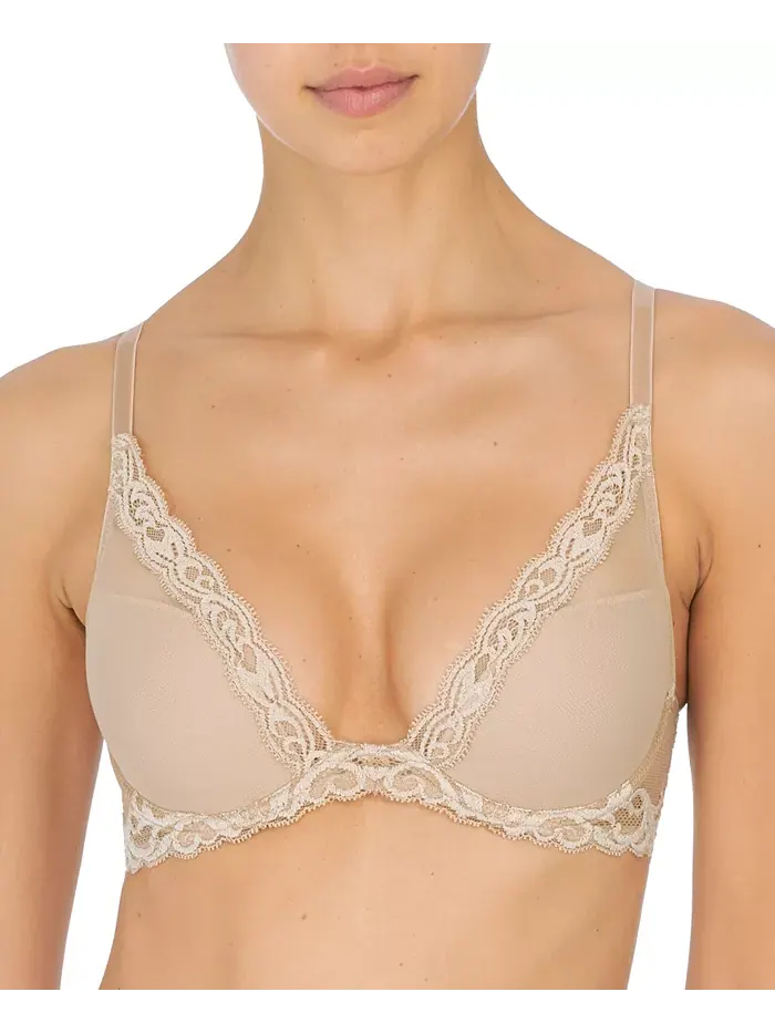 Женский бюстгальтер Feathers Lace Contour с косточками и глубоким вырезом 730023 Natori — изображение 2 из 2, бежевый