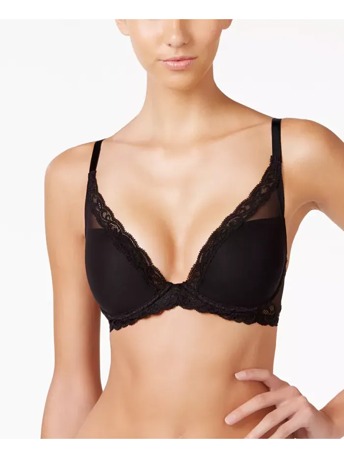 Женский бюстгальтер Feathers Lace Contour с косточками и глубоким вырезом 730023 Natori — изображение 1 из 3, черный