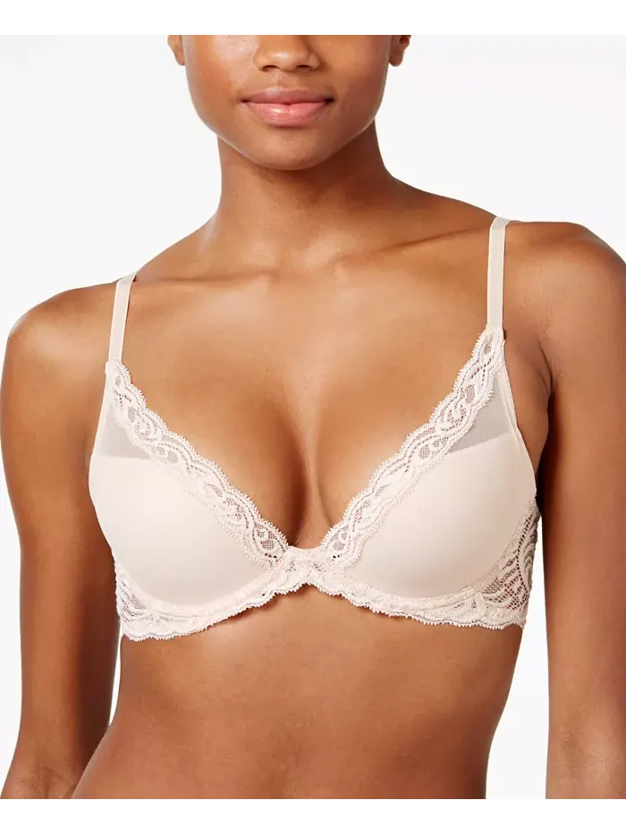 Женский бюстгальтер Feathers Lace Contour с косточками и глубоким вырезом 730023 Natori — изображение 1 из 3, розовый