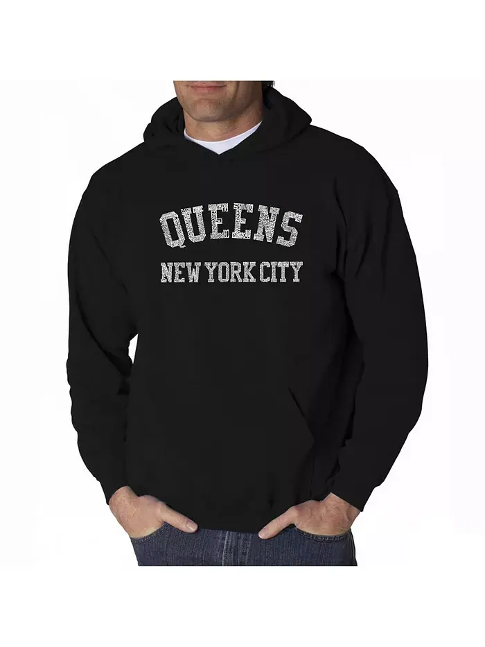 Мужская худи с принтом - Queens NY Neighborhoods LA Pop Art — изображение 1 из 3, черный