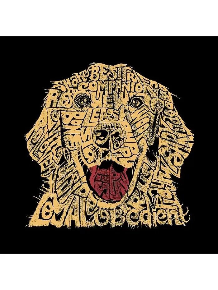 Футболка мужская премиум-класса с надписью Word Art - Собака LA Pop Art — изображение 2 из 2, черный