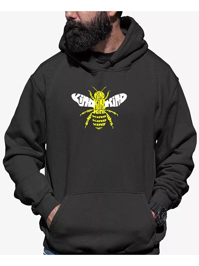 Мужская толстовка с капюшоном Bee Kind и принтом LA Pop Art — изображение 1 из 3, темный серый
