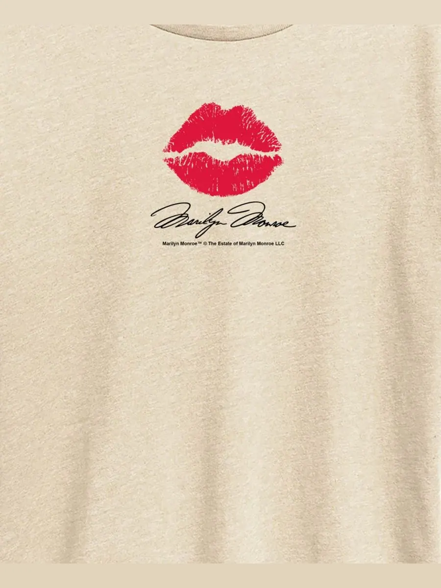 Футболка с графическим принтом Marilyn Monroe Lipstick Kiss, Plus Size Hybrid Apparel — изображение 3 из 3, березовый