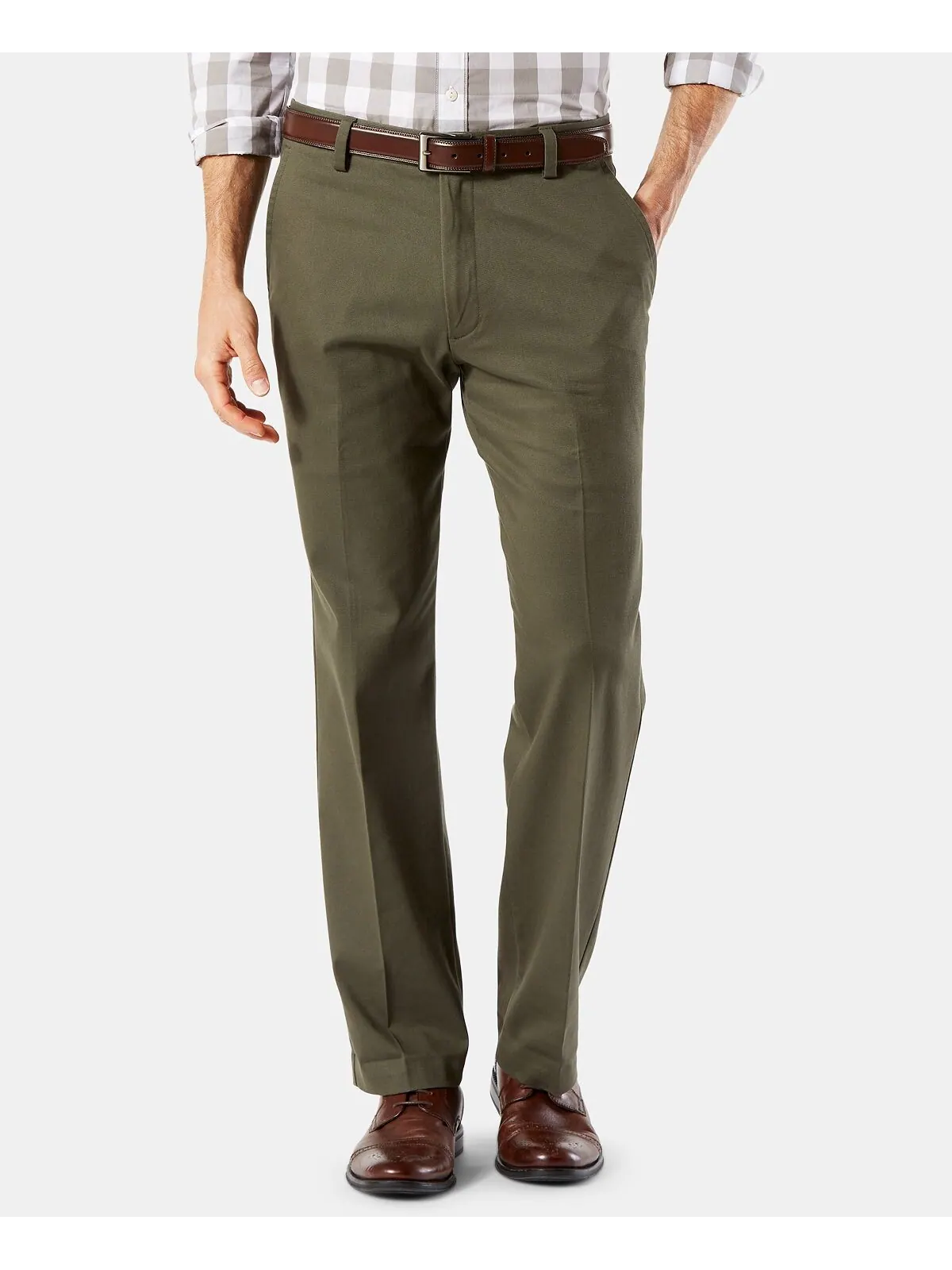 Мужские эластичные брюки цвета хаки easy straight fit Dockers — изображение 1 из 5, оливковый