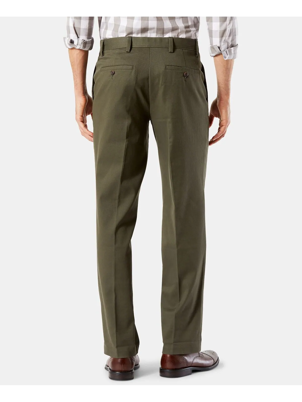 Мужские эластичные брюки цвета хаки easy straight fit Dockers — изображение 2 из 5, оливковый