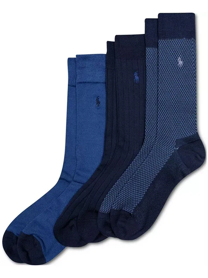 Мужские носки Birdseye Supersoft Dress Socks, 3 шт. в упаковке Polo Ralph Lauren — изображение 1 из 2, темно-синий