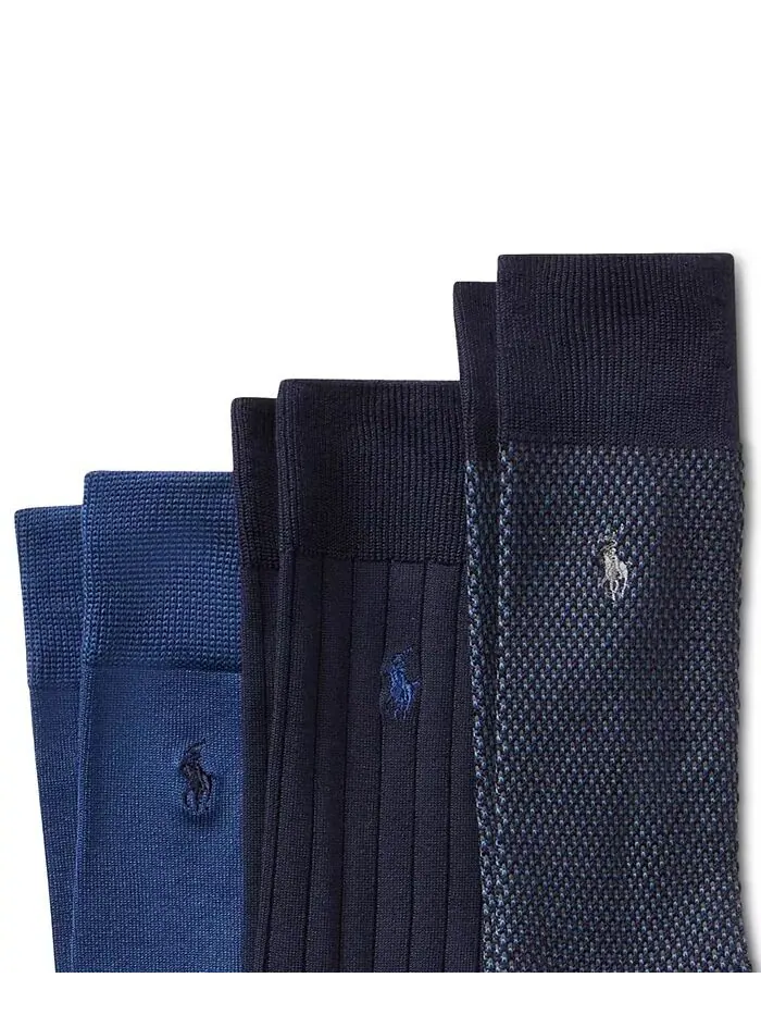 Мужские носки Birdseye Supersoft Dress Socks, 3 шт. в упаковке Polo Ralph Lauren — изображение 2 из 2, темно-синий