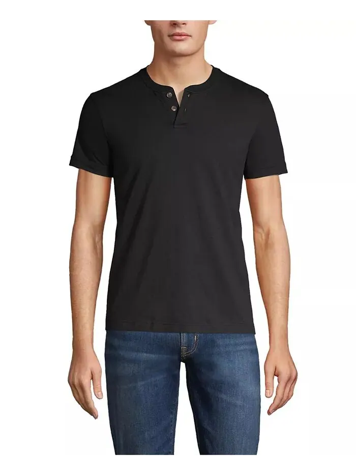 Мужская футболка с коротким рукавом Super-T Henley Lands' End — изображение 1 из 3, черный