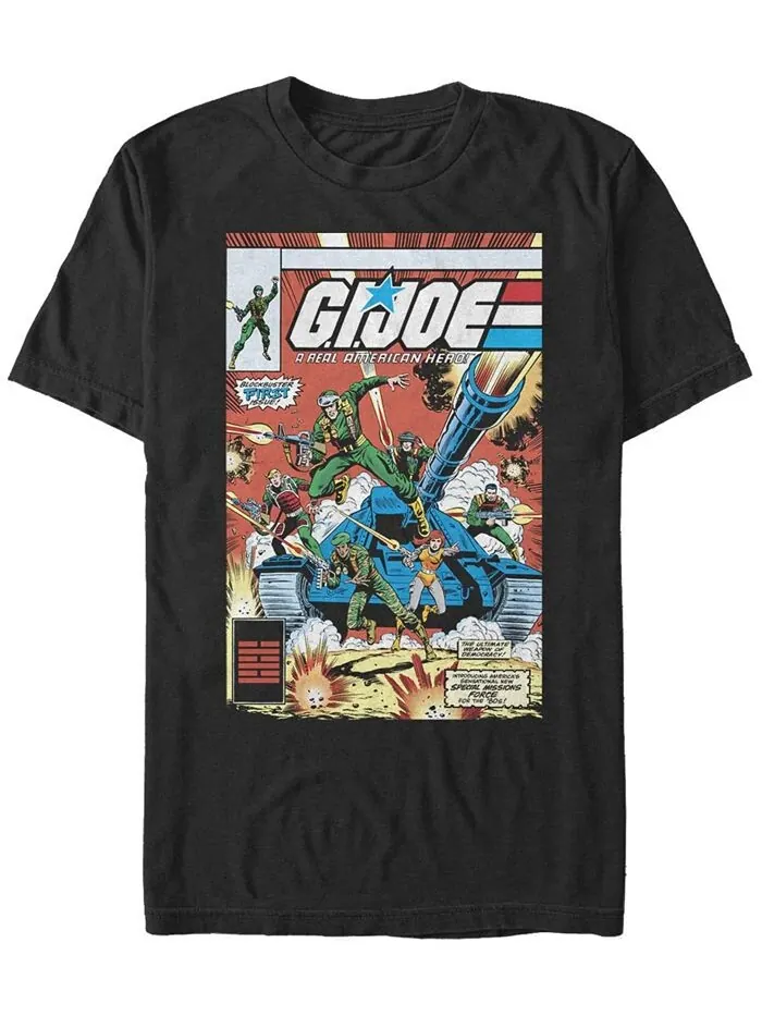Мужская футболка с коротким рукавом и классическим плакатом в стиле комиксов GI Joe Fifth Sun — изображение 1 из 1, черный