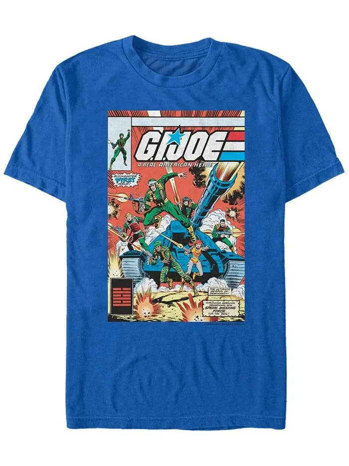 Мужская футболка с коротким рукавом и классическим плакатом в стиле комиксов GI Joe Fifth Sun — изображение 1 из 1, синий