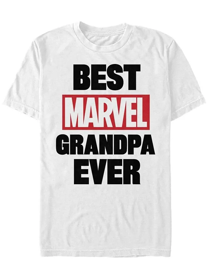 Мужская футболка Best Marvel Grandpa с короткими рукавами и круглым вырезом Fifth Sun — изображение 1 из 1, белый