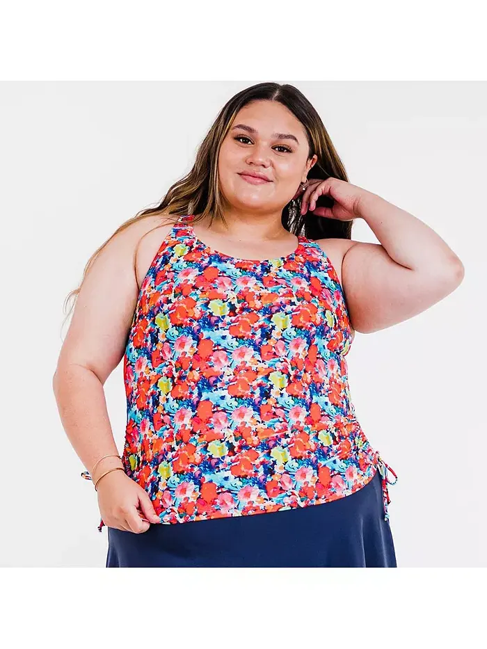 Купальный топ Maya с чашками на размер plus size Calypsa — изображение 1 из 1, синий