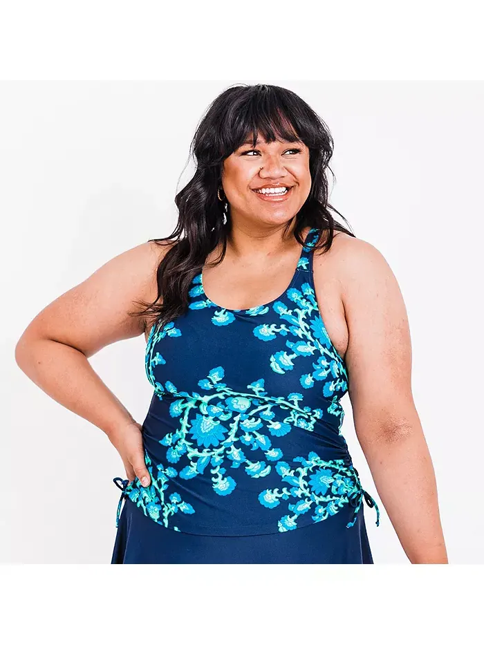 Купальный топ Maya с чашками на размер plus size Calypsa — изображение 1 из 4, синий