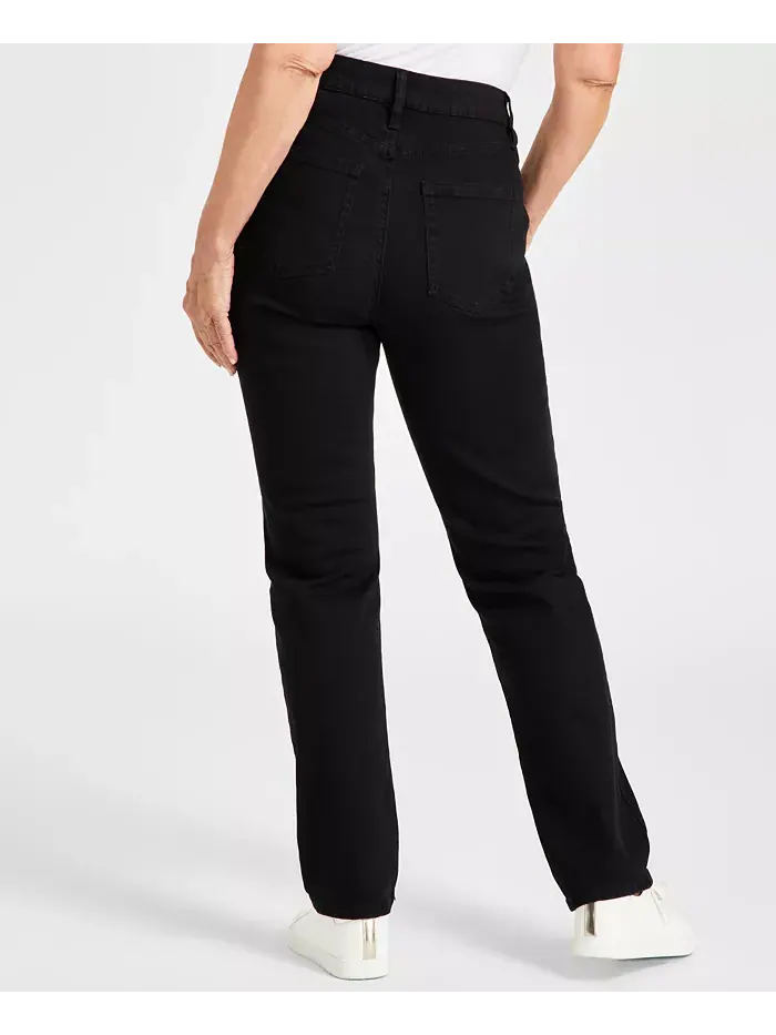 Женские джинсы Curvy с прямыми штанинами и высокой посадкой Style & Co — изображение 2 из 2, глубокий черный