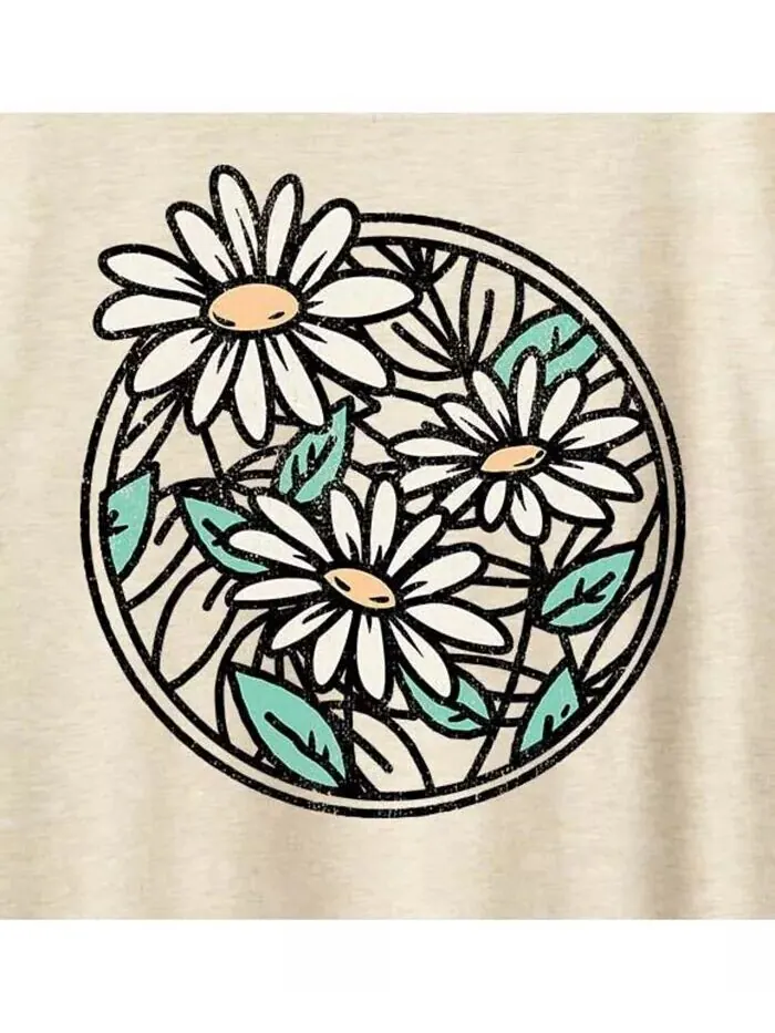 Футболка больших размеров с рисунком Wildflower Circle Hybrid Apparel — изображение 2 из 5, березовый