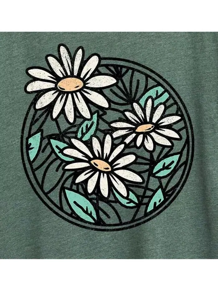 Футболка больших размеров с рисунком Wildflower Circle Hybrid Apparel — изображение 2 из 5, зеленый