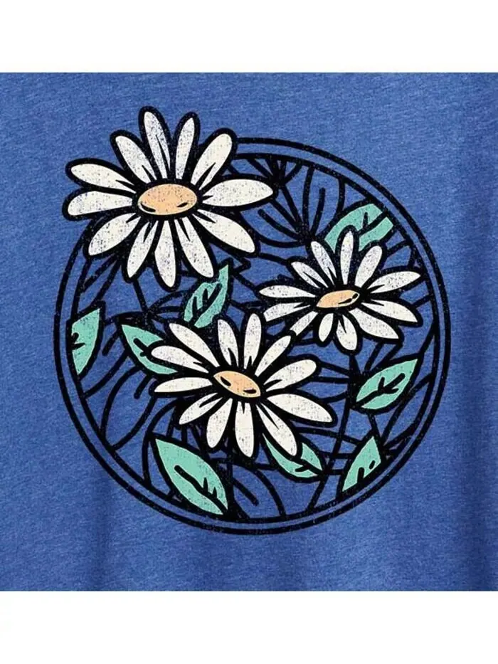Футболка больших размеров с рисунком Wildflower Circle Hybrid Apparel — изображение 3 из 5, синий