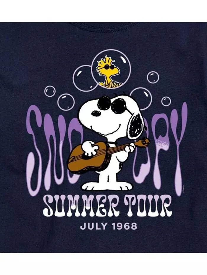 Мужская футболка с короткими рукавами Hybrid Apparel Snoopy Summer Tour AIRWAVES — изображение 3 из 8, темно-синий