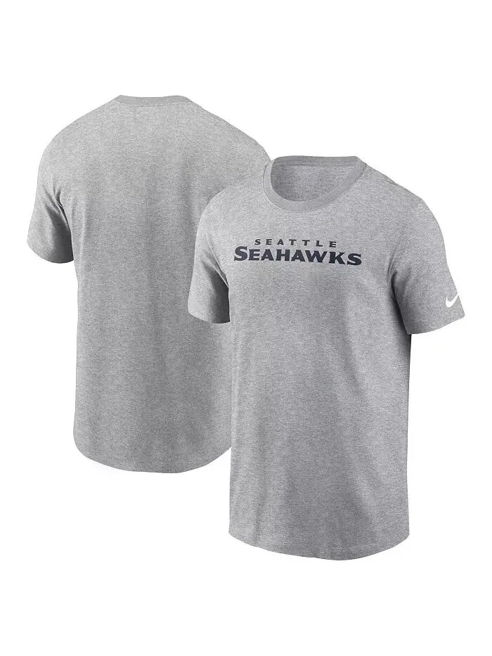 Мужская футболка Heather Grey Seattle Seahawks Primetime Wordmark Essential Nike — изображение 1 из 3