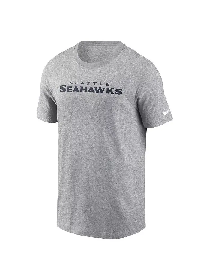 Мужская футболка Heather Grey Seattle Seahawks Primetime Wordmark Essential Nike — изображение 2 из 3