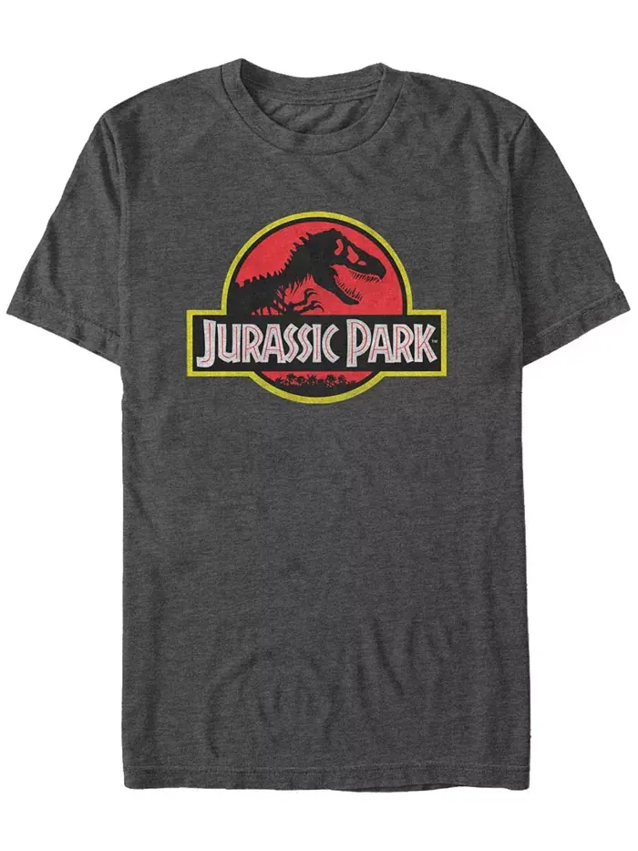 Футболка мужская с принтом Jurassic Park, классическая, с эффектом поношенности, короткий рукав — изображение 1 из 1