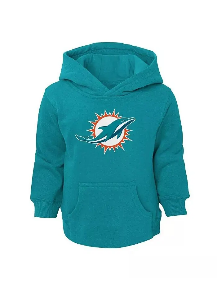 Толстовка с капюшоном и логотипом Aqua Miami Dolphins для мальчиков и девочек для малышей Outerstuff — голубой