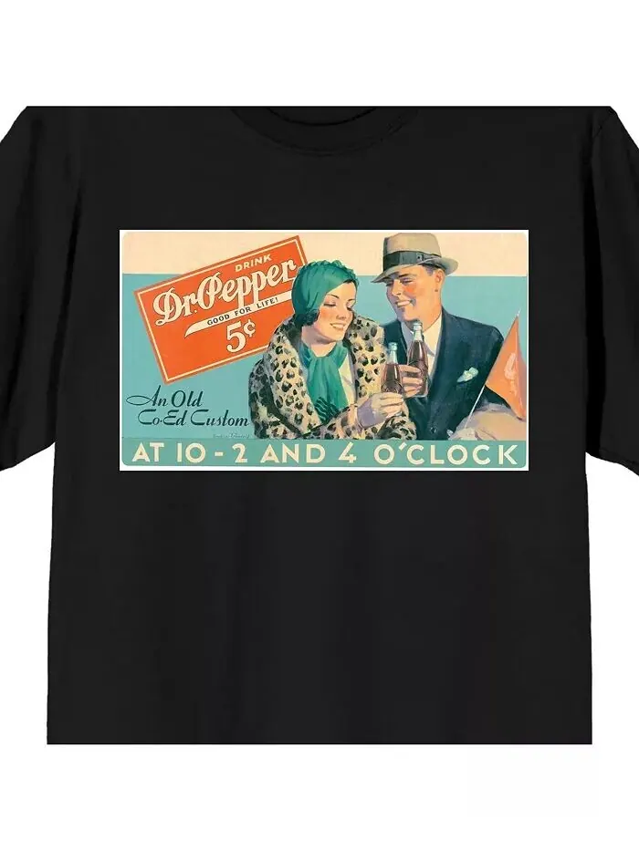 Винтажная реклама Мужская черная футболка с коротким рукавом-3XL Dr. Pepper — изображение 3 из 3, черный