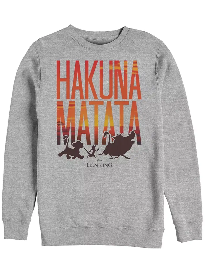 Мужская флисовая толстовка Disney "Lion King Hakuna Matata Sunset Text" с круглым вырезом Fifth Sun — изображение 1 из 1