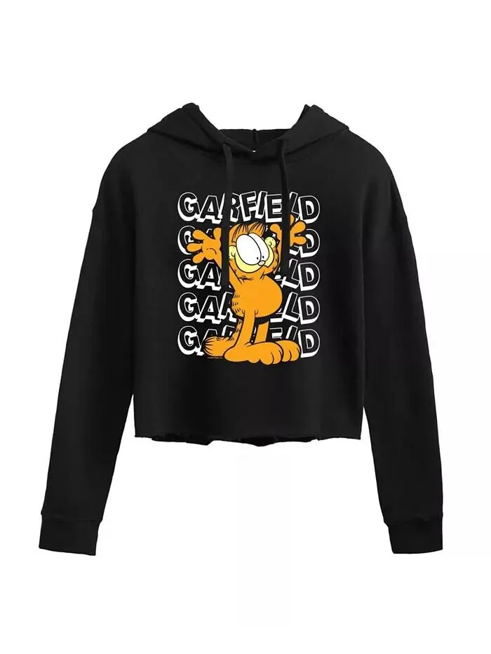 Укороченная толстовка с капюшоном Trendy Juniors Garfield Graphic Hybrid Apparel — изображение 1 из 3, черный