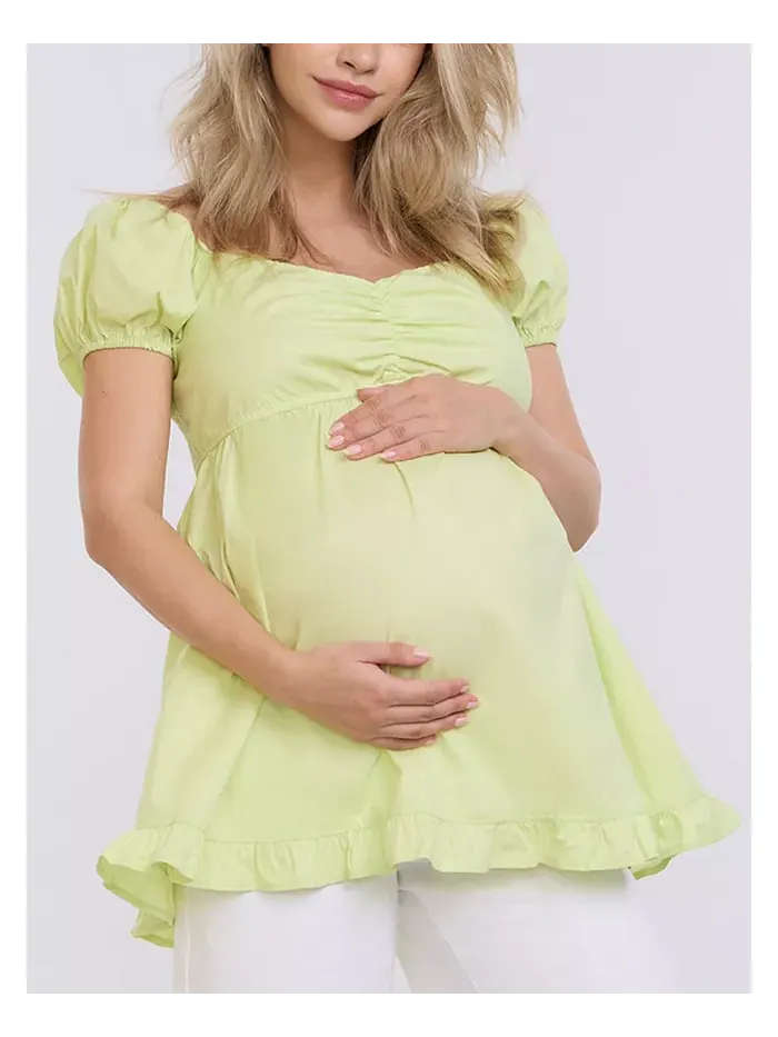 Беременная блузка-бэбидолл с коротким рукавом и открытыми плечами - Motherhood Motherhood Maternity — изображение 3 из 5