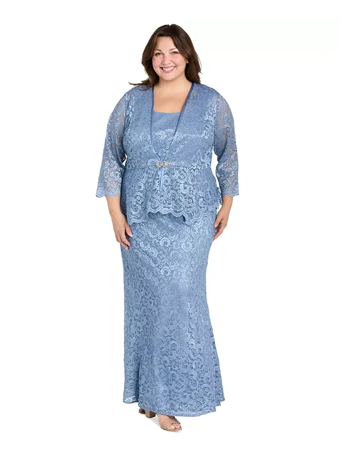 Жакет и платье с металлизированным кружевом Plus Size R & M Richards