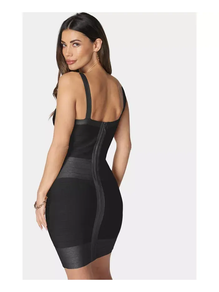 Женское платье с цветными блоками Bandage Dress Bebe — изображение 2 из 3, черный
