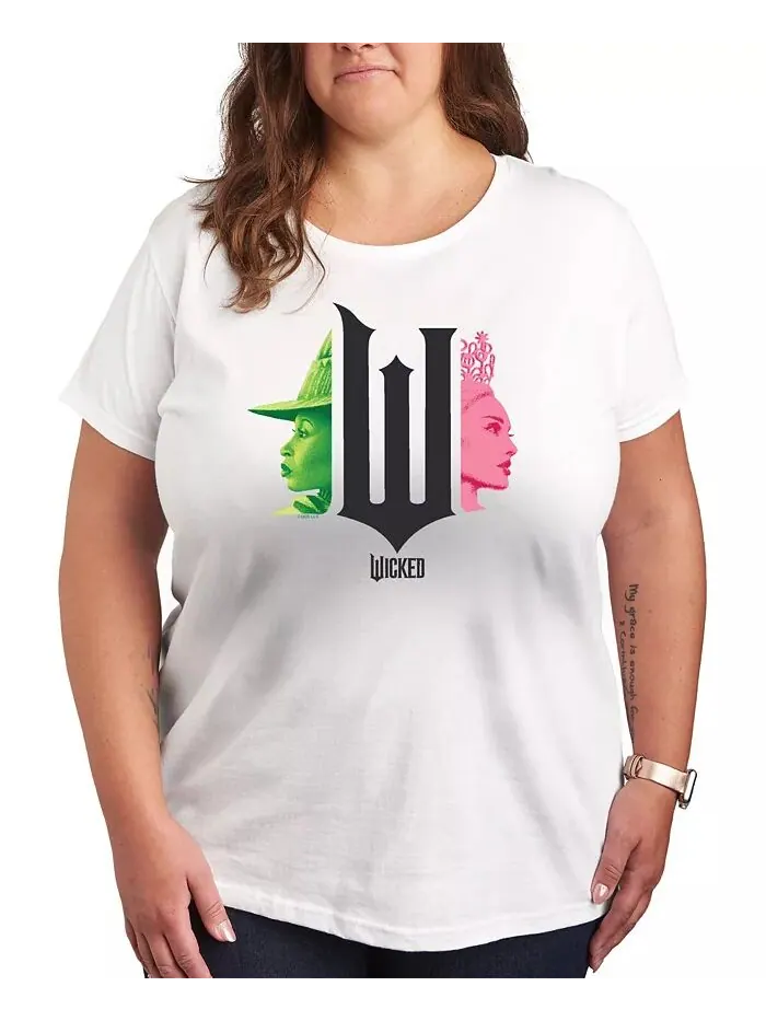 Футболка большого размера Wicked Elphaba Glinda с рисунком Hybrid Apparel — изображение 1 из 3, белый