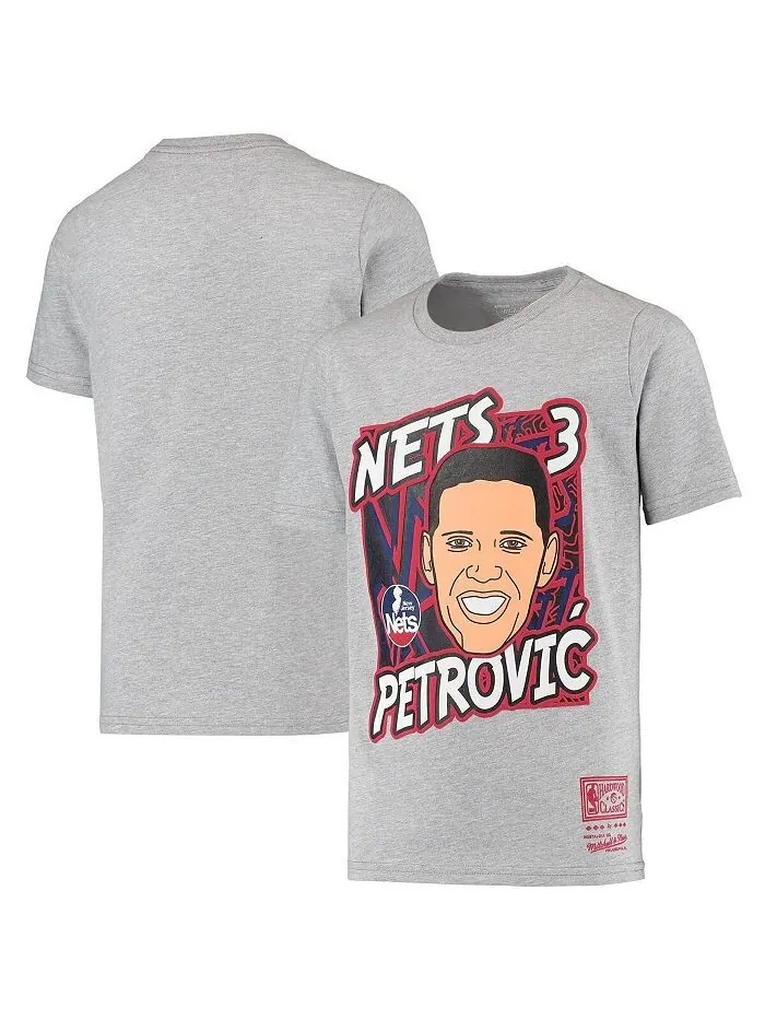 Футболка Big Boys Drazen Petrovic Heathered Grey New Jersey Nets Hardwood Classics King of the — серый