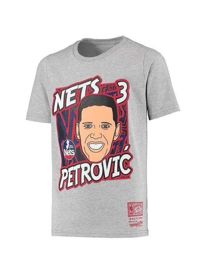 Футболка Big Boys Drazen Petrovic Heathered Grey New Jersey Nets Hardwood Classics King of the — изображение 3 из 3, серый