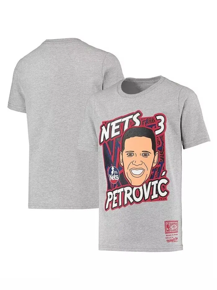 Футболка Big Boys Drazen Petrovic Heathered Grey New Jersey Nets Hardwood Classics King of the — изображение 1 из 3