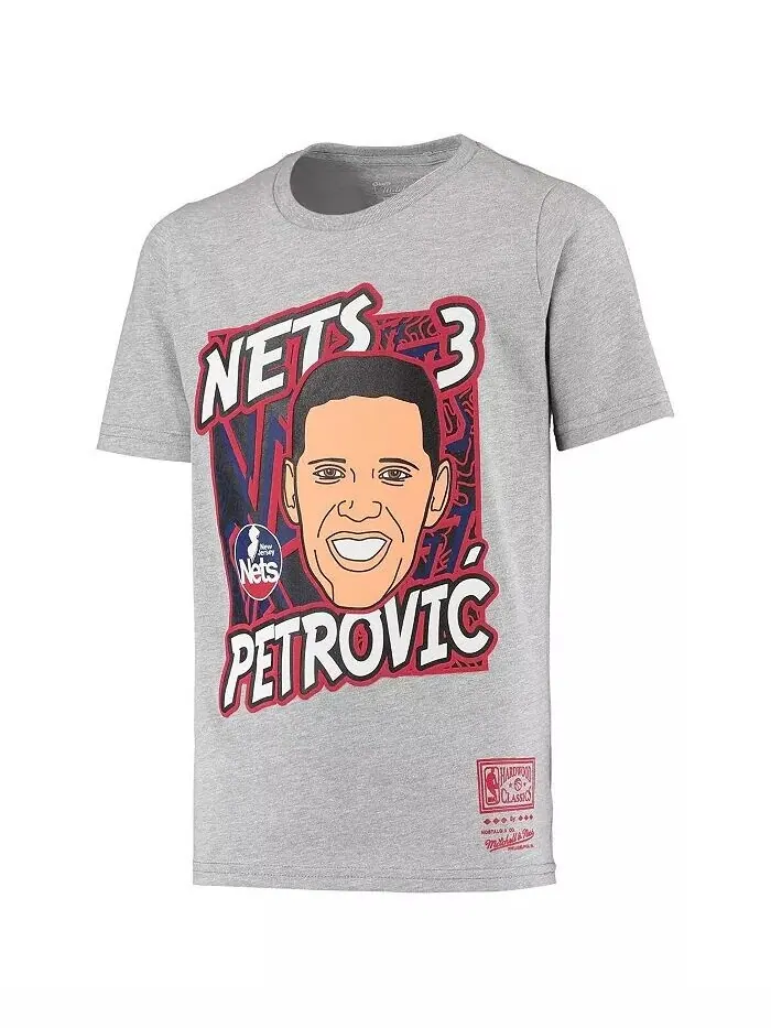 Футболка Big Boys Drazen Petrovic Heathered Grey New Jersey Nets Hardwood Classics King of the — изображение 3 из 3